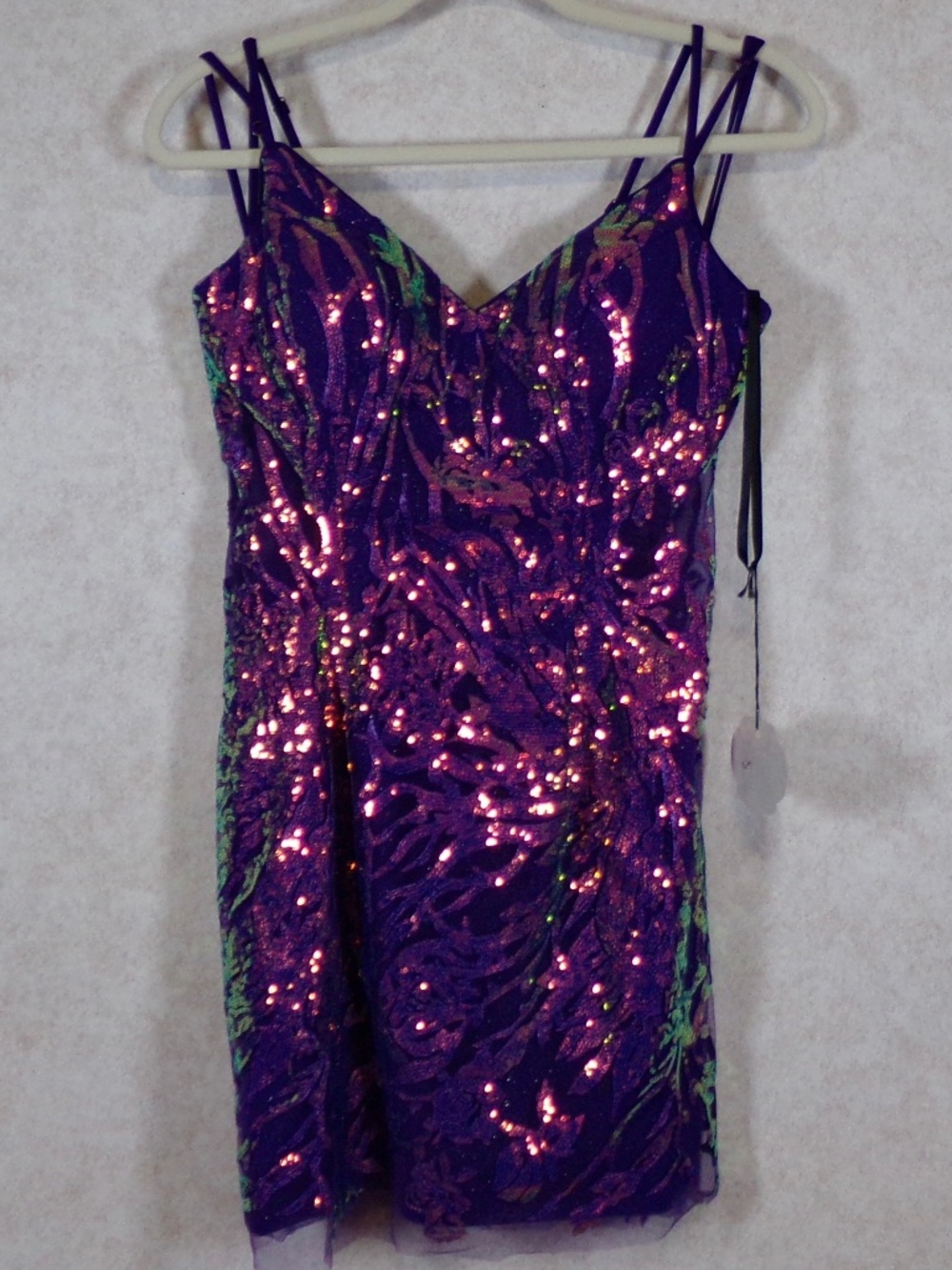 NWT Alyce Designs Paris Bright Purple Mini Dress,Lace & Sequin+Toile,Lining Sz 4
